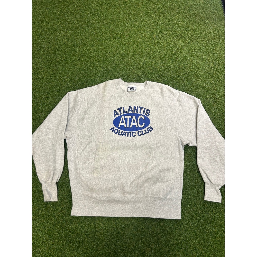 Vintage Lee Crossgrain Atlantis Aquatic Club Sweatshirt XL Gray Made in USA